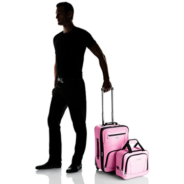 Rockland Fashion Softside Upright Luggage Set, Expandable, Pink, 2-Piece (14/19)