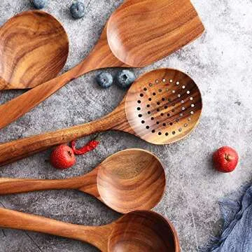 Handmade Wooden Cooking Utensils Set for Kitchen