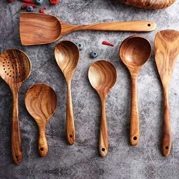 Handmade Wooden Cooking Utensils Set for Kitchen