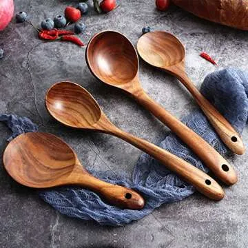 Handmade Wooden Cooking Utensils Set for Kitchen