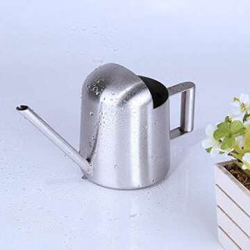 Euone Home, Watering Can Solid Stainless Steel Pot Long Spout Small Indoors 300 ML