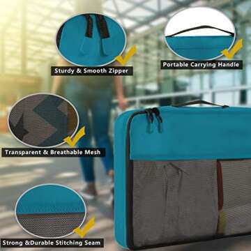 BAGAIL 8 Set/9 Set Packing Cubes Luggage Packing Organizer for Travel, Suitcase Packing Bags for Travel Accessories(Teal, 8 Set)