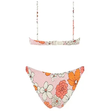 VOLAFA Women's Flattering Smocked Triangle Bikini Set