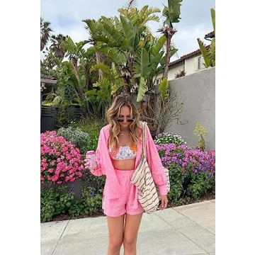 VOLAFA Women's Flattering Smocked Triangle Bikini Set