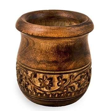 GoCraft Wooden Carved Mortar and Pestle | Grinder for Herbs, Spices and Kitchen Usage, Natural Mango...