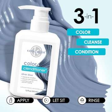 Keracolor Clenditioner SILVER BLUE Hair Dye - Semi Permanent Hair Color Depositing Conditioner, Cruelty-free, 12 Fl. Oz.