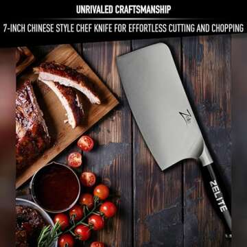 Zelite Infinity 7 Inch Butcher Knife - Meat Cleaver Knife with German High Carbon Stainless Steel Blade; Chinese Style Chopping Knife with Ergonomic Handle; Meat Cutting Knife in Luxurious Gift Box