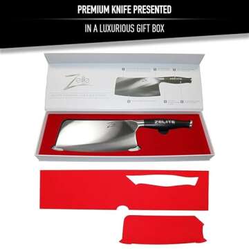 Zelite Infinity 7 Inch Butcher Knife - Meat Cleaver Knife with German High Carbon Stainless Steel Blade; Chinese Style Chopping Knife with Ergonomic Handle; Meat Cutting Knife in Luxurious Gift Box