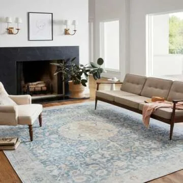 Loloi Chris Loves Julia Jules Collection JUL-03 2'-0" x 5'-0" Antique/Sky Accent Rug