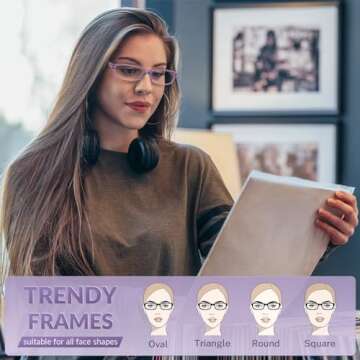 Gaoye Reading Glasses for Women, 6 pack Fashion Readers for Women Men Spring Hinge Eye Glasses, Blue...