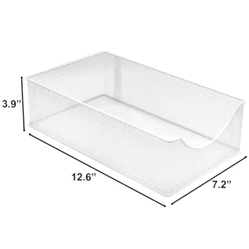 Sorbus 2 Tier Metal Under Sink Organizer for Bathroom, Kitchen, Strong Steel Mesh Sliding Drawers for Under Sink, Under Cabinet, Closet, Kitchen, Pantry, Bathroom Organizers and Storage (White)