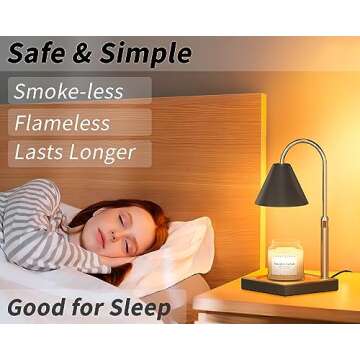 Candle Warmer Lamp, Electric Candle Warmer Lamp with Timer, Dimmable Wax Melt Warmer for Scented Wax...