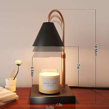 Candle Warmer Lamp, Electric Candle Warmer Lamp with Timer, Dimmable Wax Melt Warmer for Scented Wax with 2 Bulbs, Height Adjustable Electric Melter for Jar Candles, Home Decor and Gift for Mom