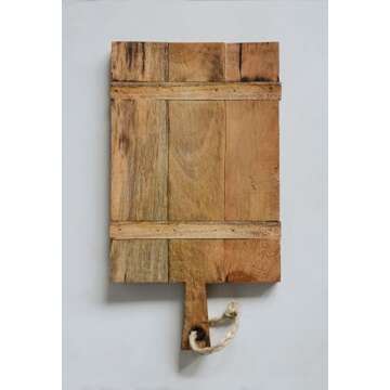 Creative Co-Op Mango Wood Cheese Board with Rope on Handle