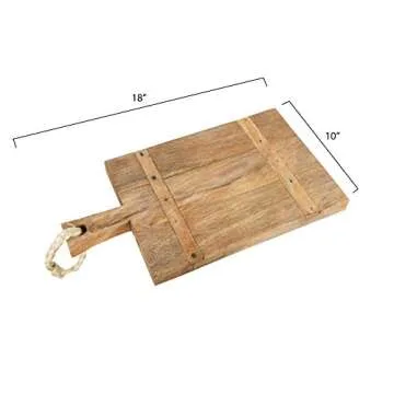 Creative Co-Op Mango Wood Cheese Board with Rope on Handle