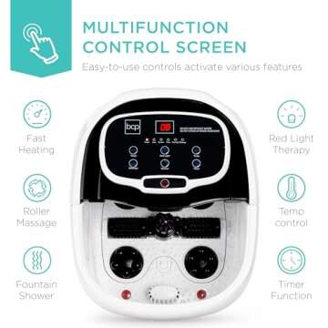 Best Choice Products Motorized Foot Spa Bath Massager, Adjustable Waterfall Shower & Fast Heating, Automatic Shiatsu Pedicure Massage, Pumice Stone, Rollers to Relieve Feet Muscle Pain - Black