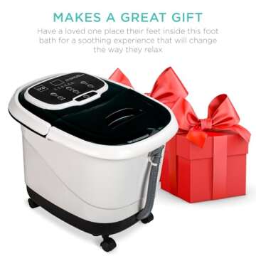 Best Choice Products Motorized Foot Spa Bath Massager, Adjustable Waterfall Shower & Fast Heating, Automatic Shiatsu Pedicure Massage, Pumice Stone, Rollers to Relieve Feet Muscle Pain - Black