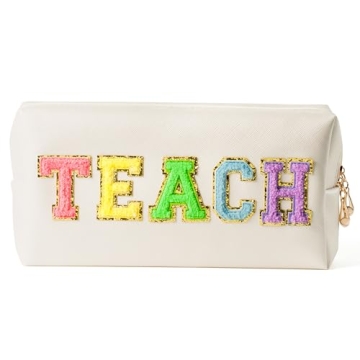 Waterproof TEACH Letter Patch Makeup Bag for Educators