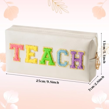 Waterproof TEACH Letter Patch Makeup Bag for Educators