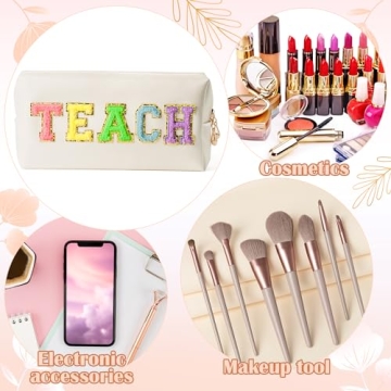 Waterproof TEACH Letter Patch Makeup Bag for Educators