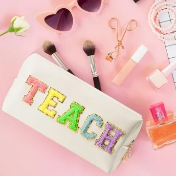 Waterproof TEACH Letter Patch Makeup Bag for Educators