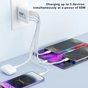 USB C Charger Block with 5 Ports for Fast Charging