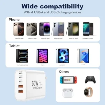 USB C Charger Block with 5 Ports for Fast Charging