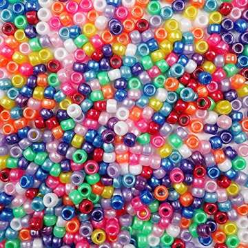1,000 pcs Rainbow Pony Beads 6 x 9 mm Plastic DIY Craft Beads for Bracelet, Necklace,Jewelry Making