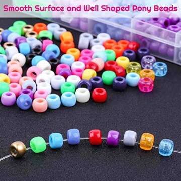1,000 pcs Rainbow Pony Beads 6 x 9 mm Plastic DIY Craft Beads for Bracelet, Necklace,Jewelry Making