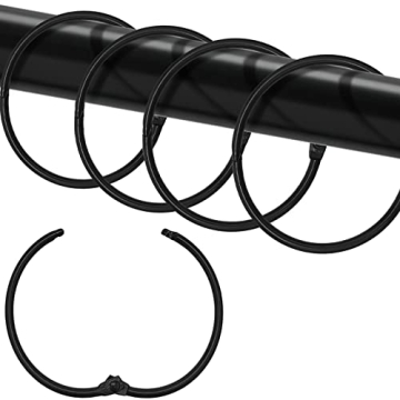 Shower Curtain Hooks Rings - 24 Pcs Rustproof Metal, Smooth Glide Design for Shower Rods