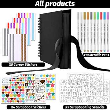 GOTIDEAL 80 Pages Scrapbook Album with 10 Metallic Markers,Craft Paper Photo Album for Wedding and A...