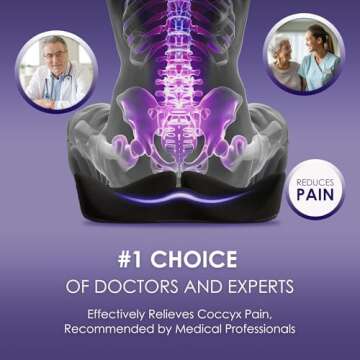 Memory Foam Car Seat Cushion for Back Pain Relief – 2025 Upgraded Car Cushions for Driving & Tailbone Pain. Non-Slip Pressure Relief Seat Pad for Truck Driver Essentials with Extra Cover (Black)