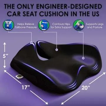 Memory Foam Car Seat Cushion for Back Pain Relief – 2025 Upgraded Car Cushions for Driving & Tailbone Pain. Non-Slip Pressure Relief Seat Pad for Truck Driver Essentials with Extra Cover (Black)