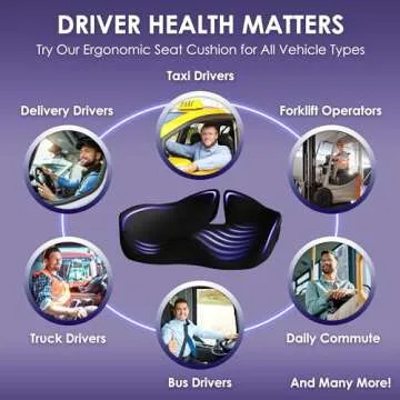 Memory Foam Car Seat Cushion for Back Pain Relief – 2025 Upgraded Car Cushions for Driving & Tailbone Pain. Non-Slip Pressure Relief Seat Pad for Truck Driver Essentials with Extra Cover (Black)