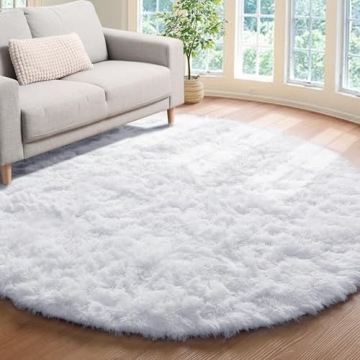 ONASAR Soft Plush Round Rug - Cozy 4ft Bedroom Carpet for Kids & Teens