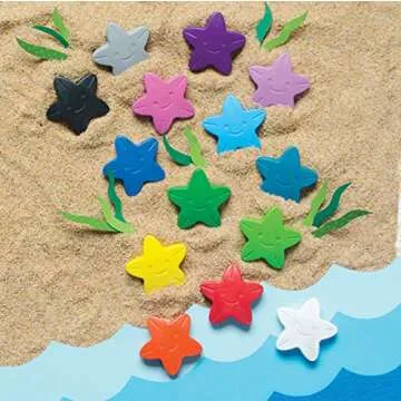 Ooly Stars of the Sea Crayon - Starfish-Shaped Wax Crayons - Set of 16 - Ages 3+