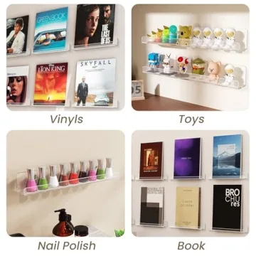 Gotega Premium Vinyl Record Shelf - 8 Pack Clear Acrylic
