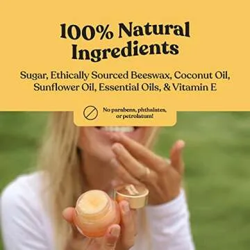 Poppy & Pout Natural Lip Scrub, Moisturizing Sugar Scrub for Dry Lips, Lip Scrubber Exfoliator with Essential Oils Smooths and Hydrates Lips, In Recyclable Glass Jars, Cruelty Free - Orange Blossom