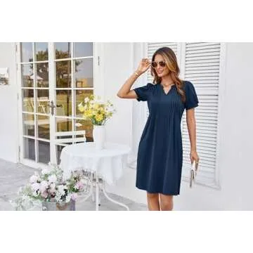 GRACE KARIN Women's Summer Puff Sleeve Pleated Dress