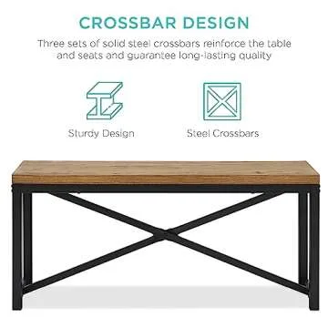 Best Choice Products 45.5in 3-Piece Bench Style Dining Furniture Set, 4-Person Space-Saving Dinette for Kitchen, Dining Room w/ 2 Benches, Table - Light Brown/Black