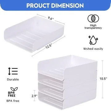 CiWiVOKi Desk Organizer Set of 4 - Clear, Stackable