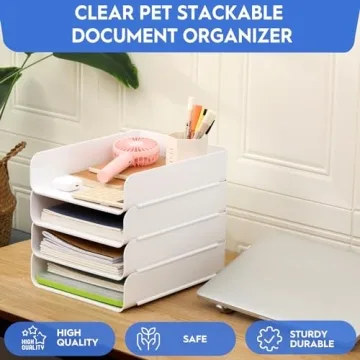 CiWiVOKi Desk Organizer Set of 4 - Clear, Stackable