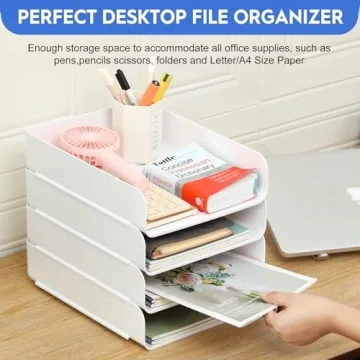 CiWiVOKi Desk Organizer Set of 4 - Clear, Stackable