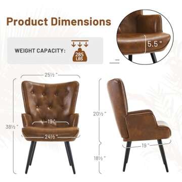 Furniliving PU Leather Accent Chair - Elegant Upholstered Design for Home & Office