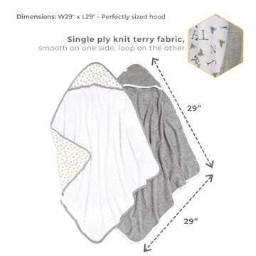 Burts Bees Baby Infant Hooded Towels A-Bee-C Organic Cotton, Unisex Bath Essentials and Newborn Necessities, Soft Nursery Towel with Hood Set, 2-Pack Size 29 x 29 Inch