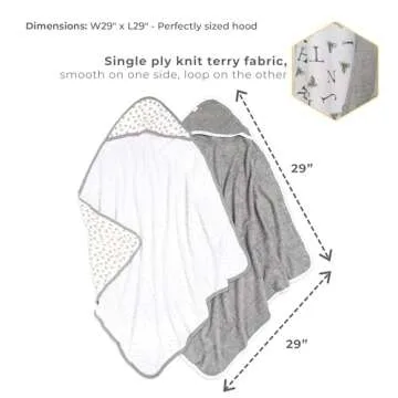 Burts Bees Baby Infant Hooded Towels A-Bee-C Organic Cotton, Unisex Bath Essentials and Newborn Necessities, Soft Nursery Towel with Hood Set, 2-Pack Size 29 x 29 Inch