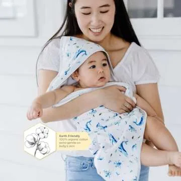 Burts Bees Baby Infant Hooded Towels A-Bee-C Organic Cotton, Unisex Bath Essentials and Newborn Necessities, Soft Nursery Towel with Hood Set, 2-Pack Size 29 x 29 Inch