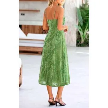 BTFBM Women Midi Dress Sleeveless Spaghetti Strap Cowl Neck Summer Bodycon Dress Formal Dresses Party Dress(Green,Large)