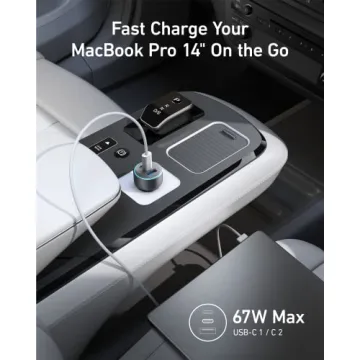 Anker 67W Compact Fast Car Charger | 3 Ports for iPhone and More