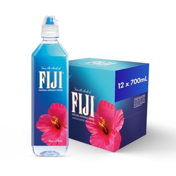 FIJI Natural Artesian Water 700mL - 12 Pack with Sports Cap - 100% Natural Electrolytes